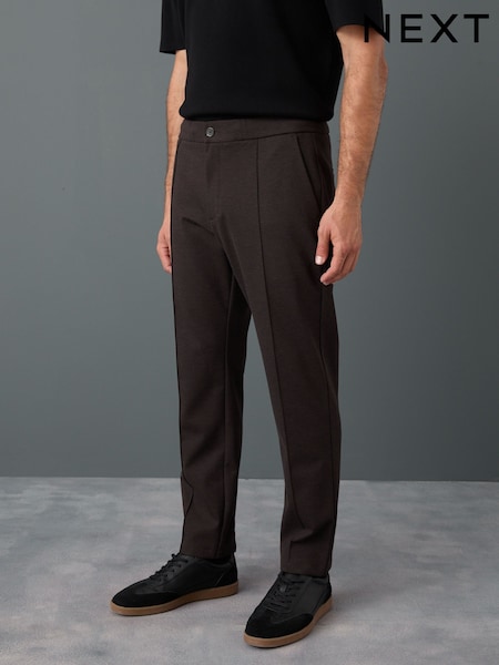 Brown Slim Fit Smart Elasticated Waistband Trousers With Wool Content (AN9989) | £45