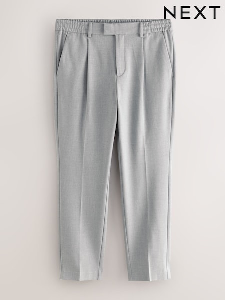 Light Grey Slim Fit Smart Stretch Trousers With Internal Drawcord (AN9994) | £36