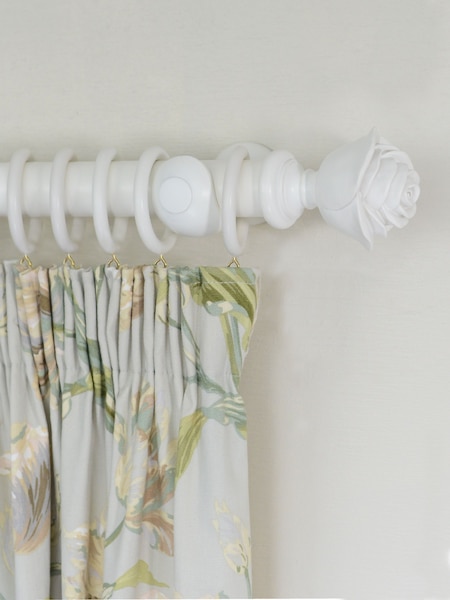 Laura Ashley White 40mm Wood Rose Curtain Pole (AP0110) | £225 - £350
