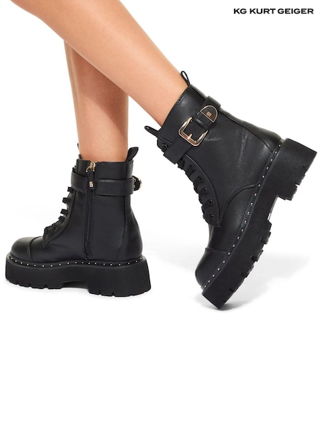 Kg Kurt Geiger Trick Black Lace Up Boots (AP0144) | £149