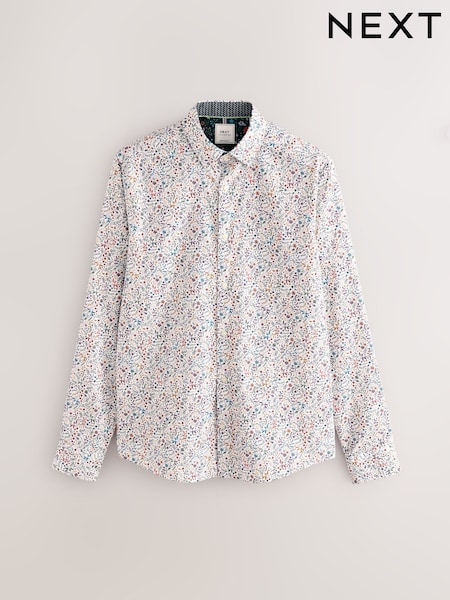 Multicolour Ditsy Floral Print Regular Fit Long Sleeve Shirt (AP0159) | £38