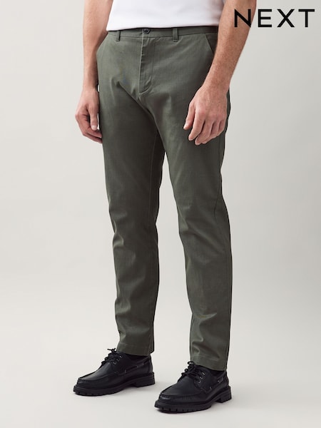 Green Slim Fit Stretch Printed Soft Touch Chino Trousers (AP0187) | £24