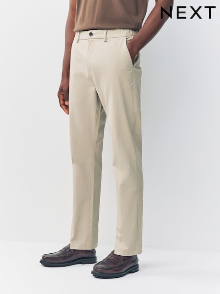 Stone Slim Fit Smart Cotton Tencel Blend Chinos With Stretch (AP0190) | £35