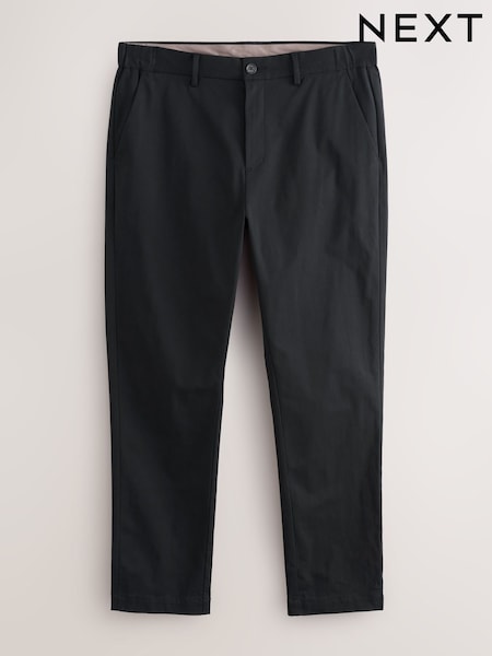 Black Slim Fit Smart Cotton Tencel Blend Chinos With Stretch (AP0199) | £35