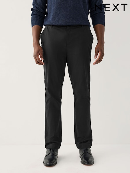 Black Muscle Fit Smart Cotton TENCEL™ Lyocell Blend Chinos With Comfort Waistband (AP0200) | £35