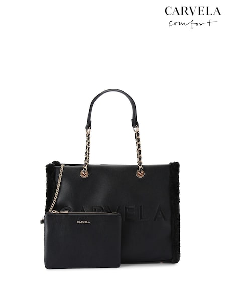 Carvela Black Frame Faux Fur Tote Bag (AP0212) | £149