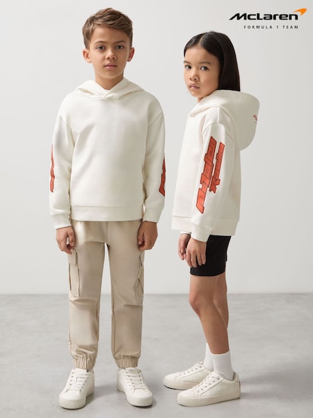 Reiss White Zak 3-9 yrs Unisex Fit McLaren F1 Team Cotton Logo Hoodie (AP0278) | £42