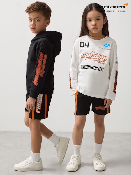 Reiss Black/Orange Ride 3-9 yrs Unisex Fit McLaren F1 Team Drawstring Shorts (AP0321) | £32