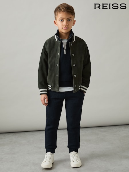 Reiss Navy Bow 3-9 yrs Cotton-Blend Ribbed Drawstring Joggers (AP0410) | £32