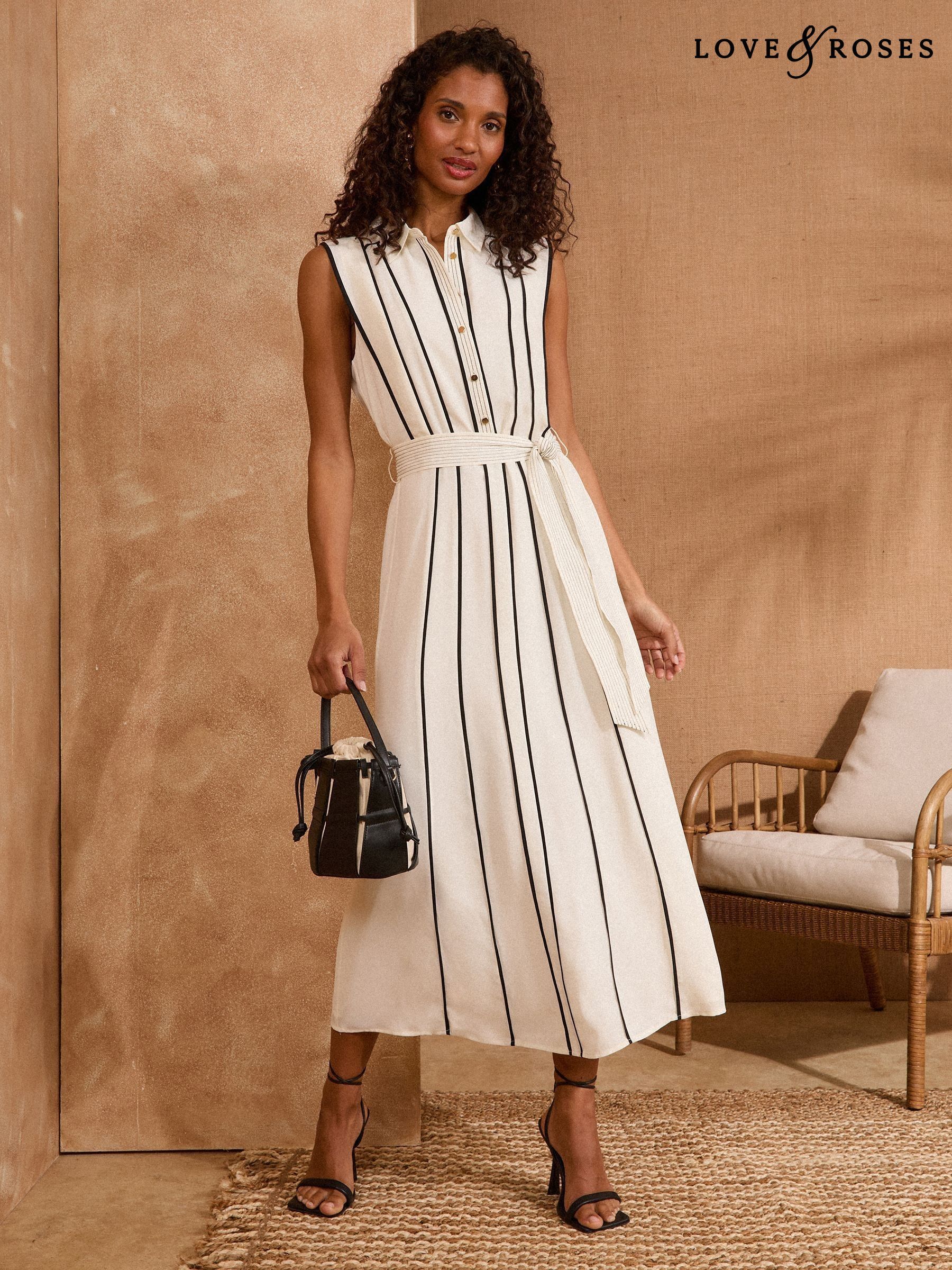 her lip to striped midi dress