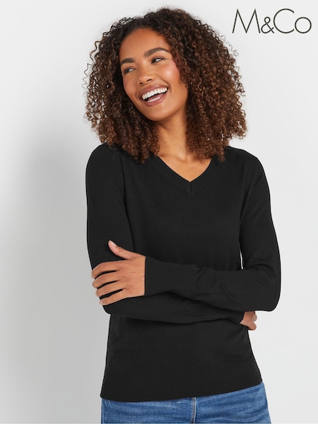 M&Co Black V-Neck Jumper (AP0592) | £26