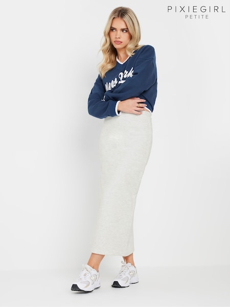 PixieGirl Petite Grey Sweat Maxi Skirt (AP0608) | £29