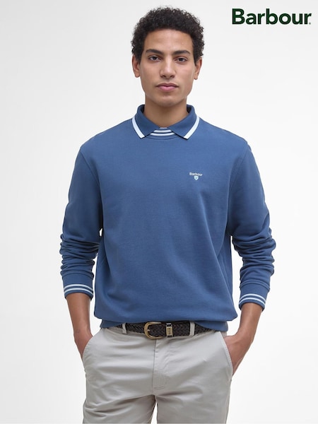 Barbour® Blue Rosford Crewneck 100% Cotton Sweatshirt (AP0820) | £90