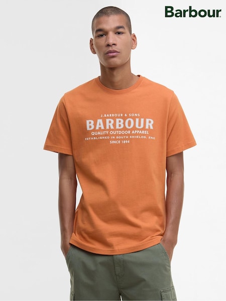 Barbour® Orange 100% Cotton Moorside Logo T-Shirt (AP0838) | £35