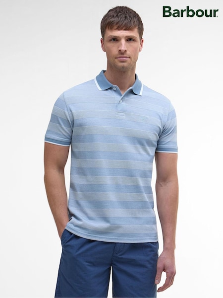 Barbour® Blue Branton Stripe 100% Cotton Polo Shirt (AP0839) | £70