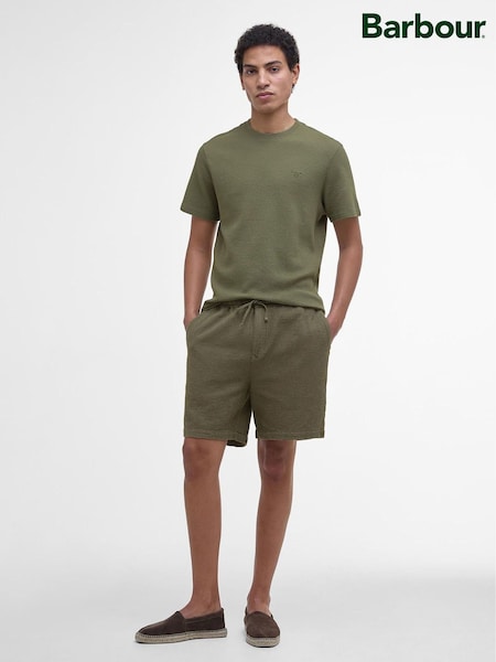 Barbour® Green Sandwood Waffle 100% Cotton Shorts (AP0840) | £75