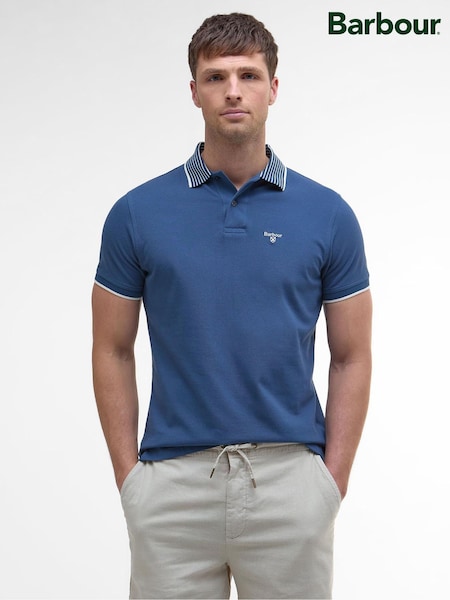 Barbour® Blue Denwick 100% Cotton Polo Shirt (AP0842) | £60