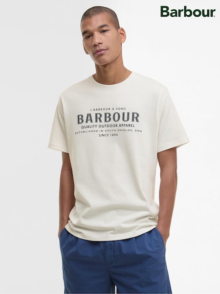 Barbour® White 100% Cotton Moorside Logo T-Shirt (AP0853) | £35