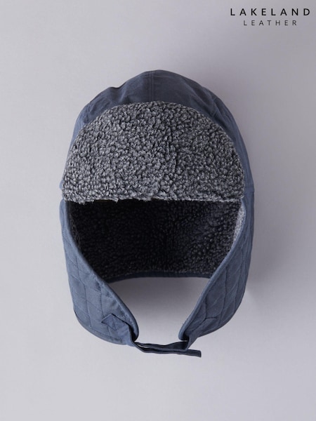 Lakeland Leather Blue Wax Quilted Trapper 100% Cotton Winter Hat (AP0860) | £40