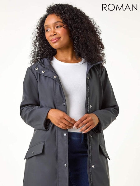 Roman Blue Petite Hooded Zip and Pocket Raincoat (AP0907) | £68