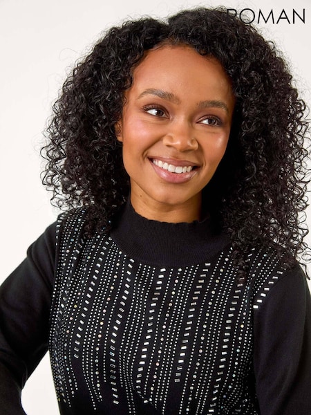 Roman Black Petite Hotfix Knitted Jumper (AP0922) | £42