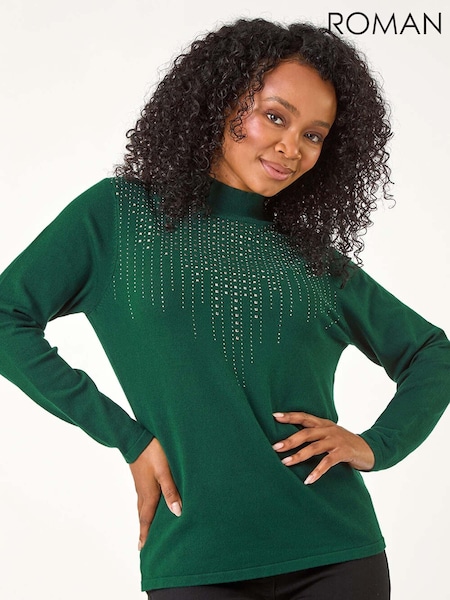 Roman Green Petite Hotfix Knitted Jumper (AP0960) | £42