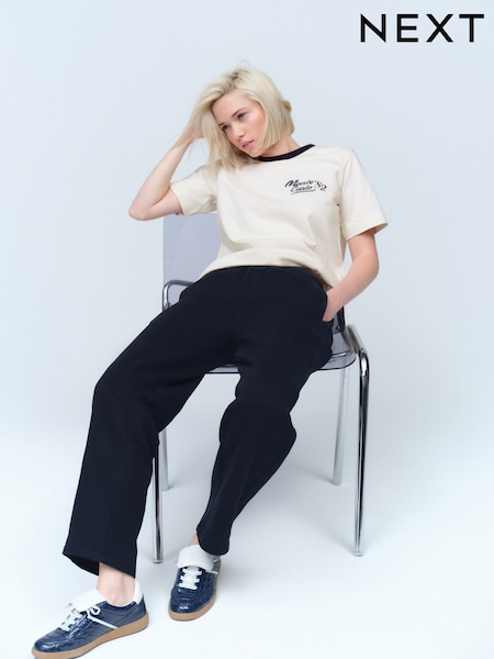 Black Supersoft Peached Essentials Barrel Leg Cocoon Jogger (AP1080) | £24