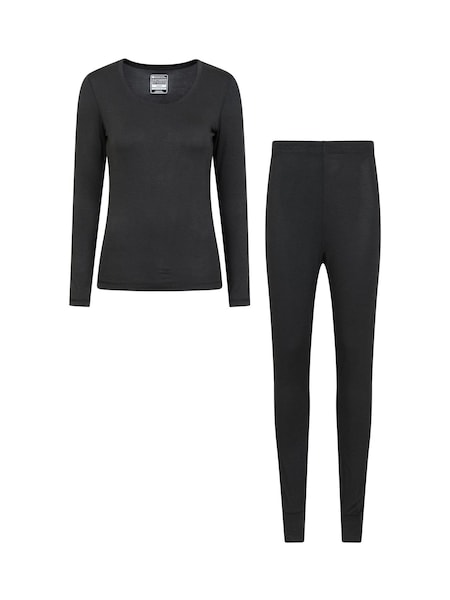 Mountain Warehouse Black Womens Keep The Heat Thermal Top and Pants Set (AP1499) | £36