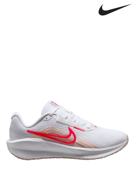 Nike White Red Downshifter 13 Road Running Trainers (AP1715) | £65