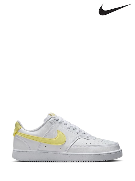 Nike White/Lemon Court Vision Low Trainers (AP1756) | £75