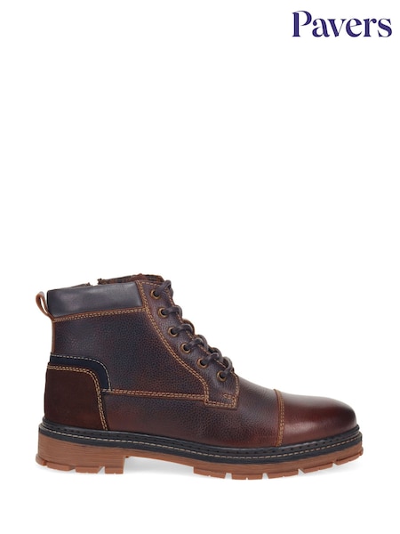 Pavers Brown Leather Lace Up Boots (AP1838) | £70