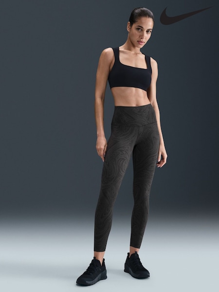 Nike Black Zenvy Gentle-Support High-Waisted 7/8 Printed Leggings (AP2087) | £90