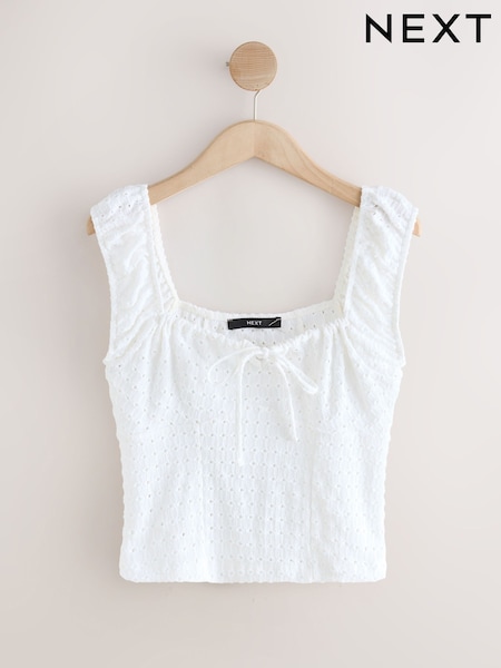 White Bustier Jersey Embroidered Top (AP2355) | £25