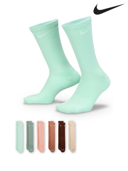 Nike Mint Green Everyday Plus Cushioned Training Crew Socks 6 Pack (AP2373) | £25