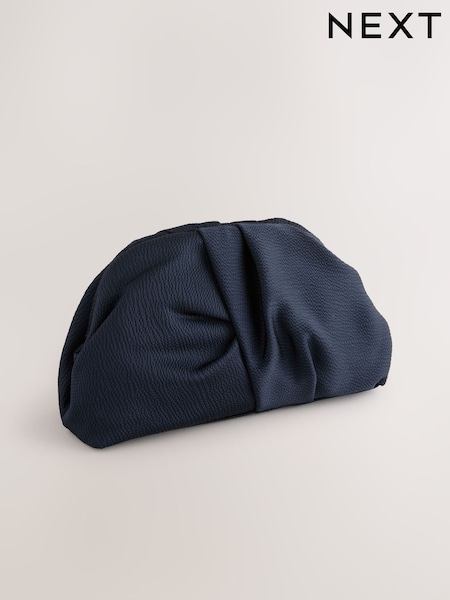 Navy Ruched Snap Clutch Bag (AP2443) | £30
