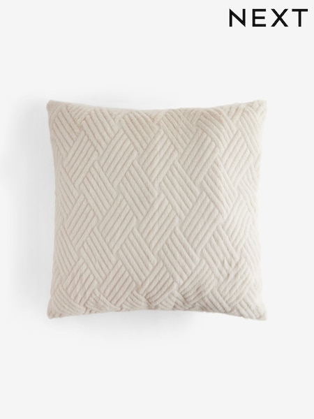 Natural 59 x 59cm Basset Embossed Faux Fur Cushion (AP2528) | £18