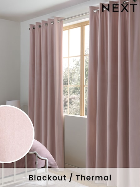 Pink Light Rose Matte Velvet Blackout/Thermal Curtains (AP2536) | £50 - £135
