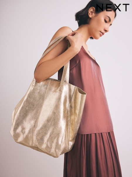 Metallic Leather Shopper Bag (AP2538) | £58