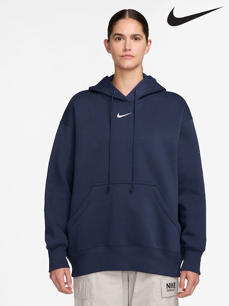 Nike Blue Oversized Sportswear Phoenix Fleece Pullover Hoodie (AP2586) | £60