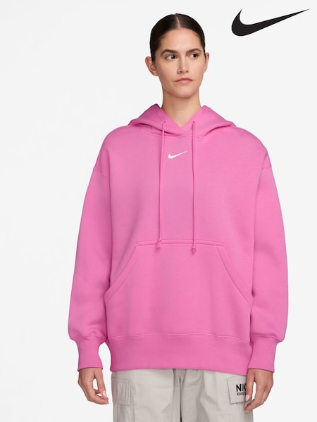 Nike Pink Sportswear Phoenix Fleece Oversized Pullover Hoodie (AP2589) | £55