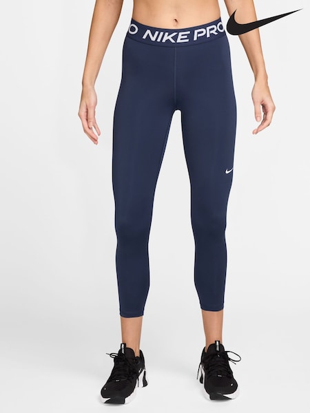 Nike Midnight Navy Pro Mid Rise Crop Mesh Panel Leggings (AP2606) | £0