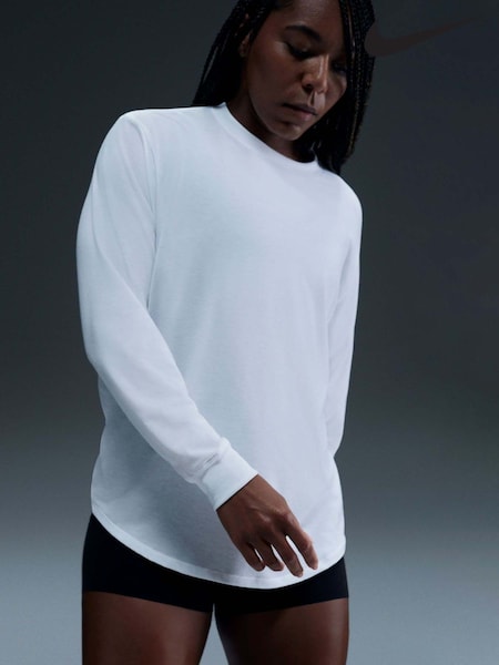 Nike White One Relaxed Dri-FIT Long-Sleeve Top (AP2641) | £38