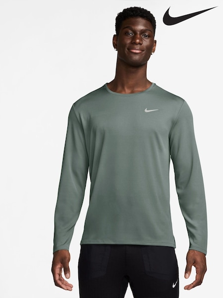 Nike Clay Green Dri-FIT Miler Long Sleeve Running Top (AP2661) | £38