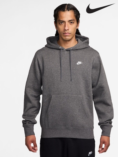 Nike Dark Grey Heather Club Pull Over Fleece Hoodie (AP2683) | £55