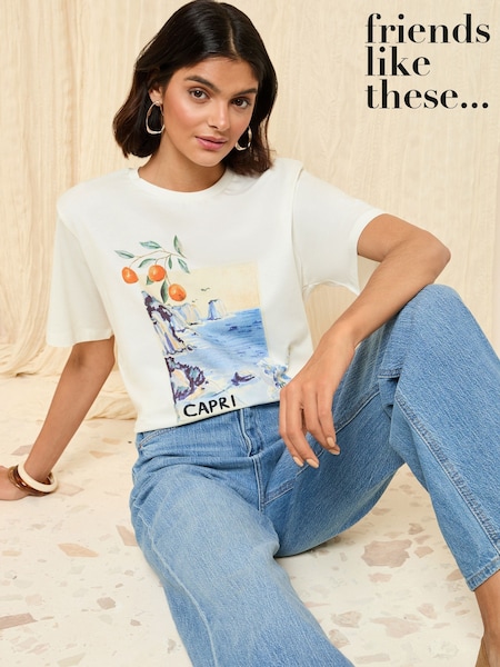 Friends Like These White Short Sleeve Slogan Boxy T-Shirt (AP2823) | £24