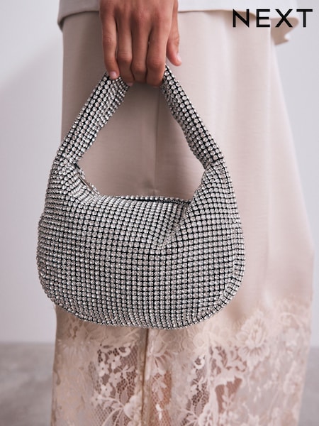 Silver Sparkle Hand Held Bag (AP2891) | £38