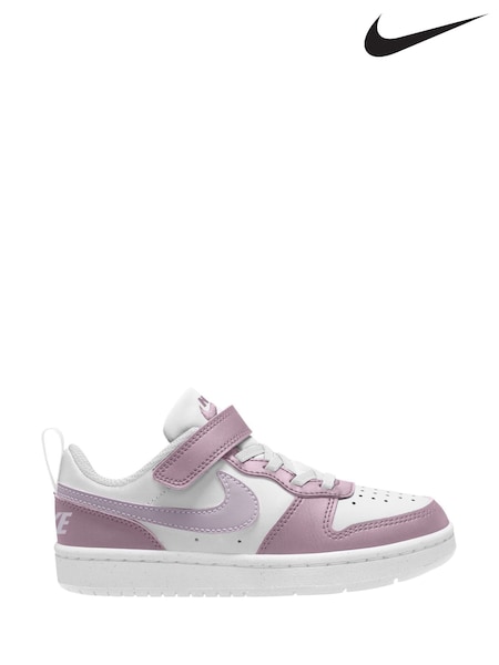 Nike White/Pink Plum Junior Court Borough Low Recraft Trainers (AP2986) | £38