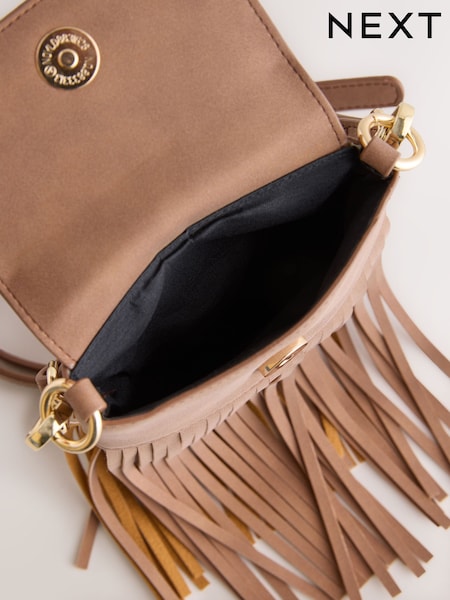 Tan Brown Fringe Phone Bag (AP3010) | £24