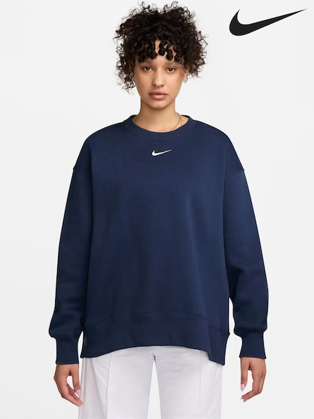 Nike Midnight Navy Oversized Phoenix Fleece Crew Neck Sweatshirt (AP3102) | £50