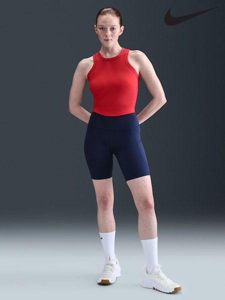 Nike Midnight Navy One High Waisted 8 Inch Biker Shorts with Pockets (AP3103) | £38